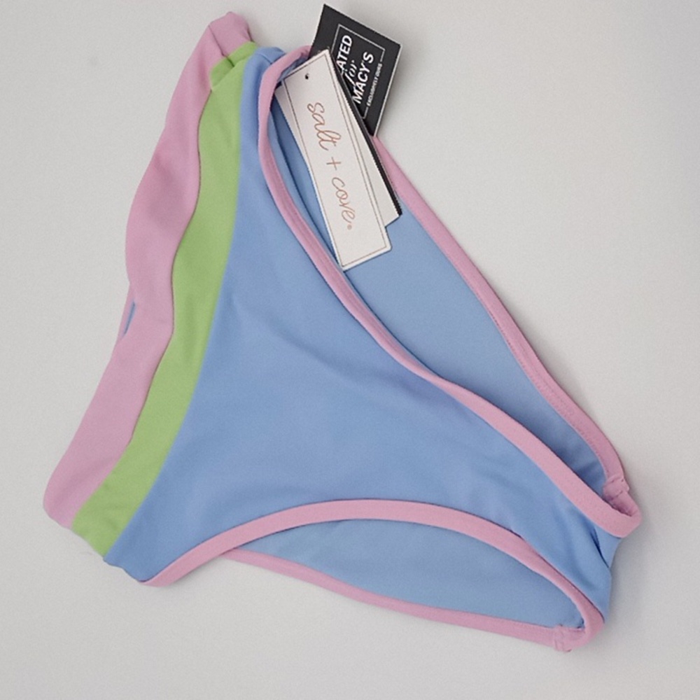 Salt + Cove Colorblocked High-Waist Bikini Bottoms Periwinkle L - Picture 2 of 9
